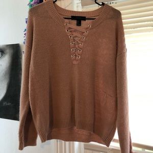 Forever 21 long sleeve lace up shirt